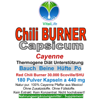 Red Chili F-BURNER Capsicum 180 Cayenne Pulver Kapseln
