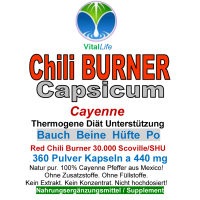 Red Chili F-BURNER Capsicum 360 Cayenne Pulver Kapseln