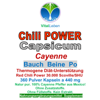 Red Chili F-BURNER CAPSICUM 360 Kapseln Fettbrenner SEXY BOOTY, SHAPY BODY, TRAUMFIGUR. POWER-Diät Unterstützung & (Fett) Stoffwechsel [ Bauch Beine Po ] OHNE Zusatzstoffe!