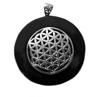 Shungit 6-tlg Set Donut Anhänger mit Blume des Lebens + 8mm Armband