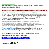 Maca Wurzel EnergyCaps für Mann & Frau 120 Kapseln