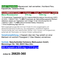 Maca Wurzel EnergyCaps für Mann & Frau 360 Kapseln