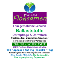 Flohsamen Premium Flohsamenschalen 180 Psyllium Ballaststoff Kapseln