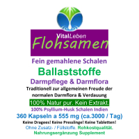 Flohsamen Premium Flohsamenschalen 360 Psyllium Ballaststoff Kapseln