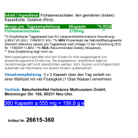 Ballststoffe Flohsamen PUR Premium Flohsamenschalen 360 Psyllium Kapseln