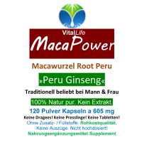 Maca Power Peru Ginseng für Mann & Frau 120 Pulver Kapseln