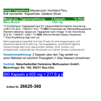 Maca Power Peru Ginseng für Mann & Frau 360 Pulver Kapseln