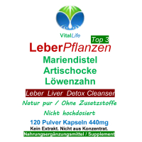 Leber Pflanzen TOP 3 Mariendistel + Artischocke + Löwenzahn 120 Kapseln