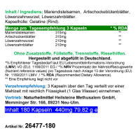 Leber Pflanzen TOP 3 Mariendistel + Artischocke + Löwenzahn 180 Kapseln