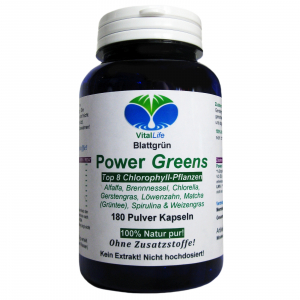 Power Greens Top 8 Chlorophyll Pflanzen 180 Pulver Kapseln