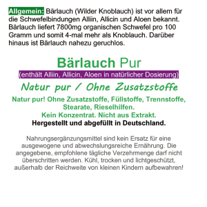 Frischblatt Bärlauch Superfood Wilder Knoblauch 120 Kapseln