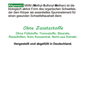 MSM Natürlicher organischer Schwefel Fit & Mobil 720 Pulver Kapseln