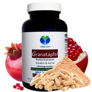 GRANATAPFEL 180 Kapseln SCHALEN & KERNE 40% MEGA ANTIOXIDANTIEN - 100% Natur pur. OHNE ZUSATZSTOFFE.