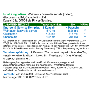 Weihrauch Knorpel & Gelenke Komplex + Glucosamin & Chondroitin 720 Pulver Kapsen 3 + 1 KOSTENLOS