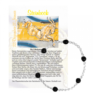 Bergkristall + Onyx Glücks Armband Steinbock