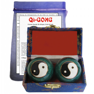Qui Gong Kugel Paar Yin & Yang grün ca. 4,1 cm