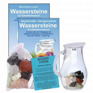 Edelsteinwasser Entschlackung 5-tlg Set Wassersteine + 0,5 Liter Krug