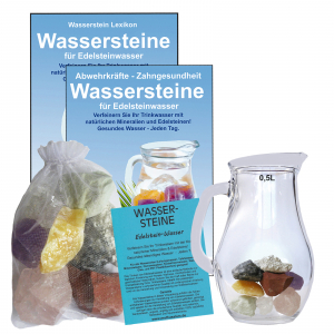 Edelsteinwasser Gehirn & Gedächtnis 5-tlg Set Wassersteine + 0,5 Liter Krug