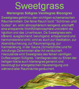 Sweetgrass Mariengras zum räuchern Zopf [Smudge-Braid Braiding Süßgras] 50-60cm Set mit Booklet, Täschchen.