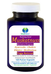 Muskat Muskatnuss Yoga Retreat - Anti Stress 480 Kapseln Auszeitkapseln für Ayurveda - Chakra - Pilates - Meditation. Natürliche Quelle für innere Ruhe und Entspannung [100% NATUR pur]