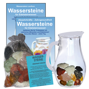 Edelsteinwasser Leber & Galle 5-tlg Set Wassersteine + 1 Liter Krug