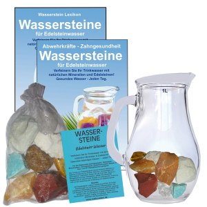 Edelsteinwasser Magen & Darm 5-tlg Set Wassersteine + 1 Liter Krug