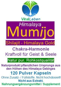 Mumijo Shilajit Himalaya Gold 120 Pulver Kapseln Chakra-Harmonie
