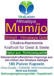 Mumijo Shilajit Himalaya Gold 720 Pulver Kapseln Chakra-Harmonie