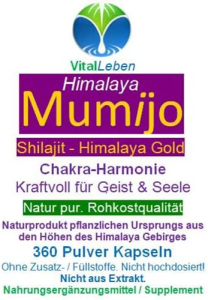 Mumijo Shilajit Himalaya Gold 360 Pulver Kapseln Chakra-Harmonie