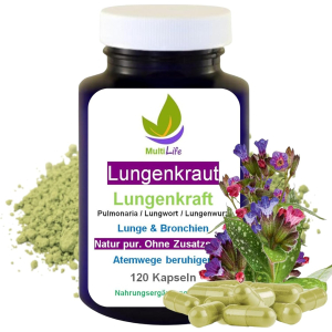 LUNGENKRAUT Pur 120 Kapseln Lungenkraft - Lunge & Atemwege NATÜRLICH verwöhnen [OHNE ZUSATZSTOFFE]