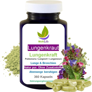 LUNGENKRAUT Pur 360 Kapseln Lungenkraft - Lunge & Atemwege NATÜRLICH verwöhnen [OHNE ZUSATZSTOFFE]