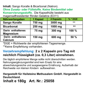 Sango basische Mineralien + Bicarbonat (Natron) 180 Kapseln