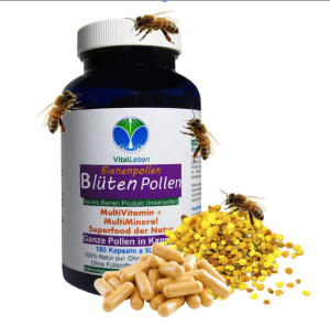BLÜTENPOLLEN - GANZE Bienenpollen 180 Bee Pollen Kapseln Multi-Vitamin & Multi-Mineral NATURAL SUPERFOOD - OHNE ZUSATZSTOFFE [Imkerqualität]