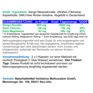 SangoVital Meereskoralle Kalzium & Magnesium 180 Kapseln