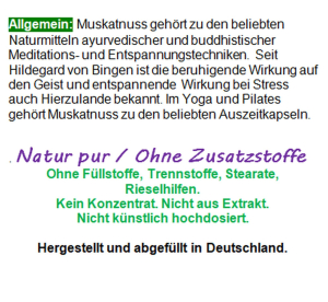 Muskat Muskatnuss Yoga Retreat - Anti Stress 120 Kapseln Auszeitkapseln für Ayurveda - Chakra - Pilates - Meditation. Natürliche Quelle für innere Ruhe und Entspannung [100% NATUR pur]