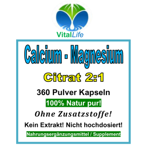 Calcium - Magnesium - Citrat 2:1, 360 Pulver Kapseln