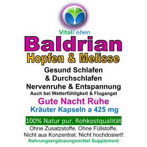 Baldrian Hopfen & Melisse 120 Pulver Kapseln