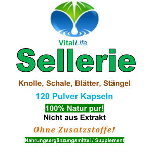 Sellerie Knolle Schale Blätter Stängel 120 Pulver Kapseln Natur Pur