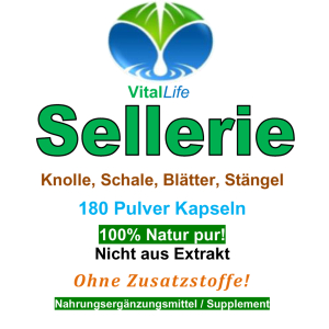 Sellerie Knolle Schale Blätter Stängel 180 Pulver Kapseln Natur Pur