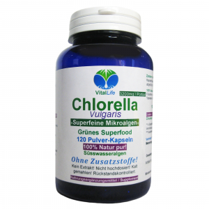 Chlorella Vulgaris Superfeine Algen 120 Pulver Kapseln