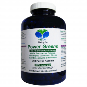 Power Greens Top 8 Chlorophyll Pflanzen 360 Pulver Kapseln