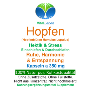 Hopfen - Hopfenblüten Pur Humulus Lupulus 720 Pulver Kapseln