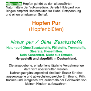 Hopfen - Hopfenblüten Pur Humulus Lupulus 720 Pulver Kapseln