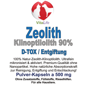 Zeolith Klinoptilolith für Haustiere 180 Pulver Kapseln