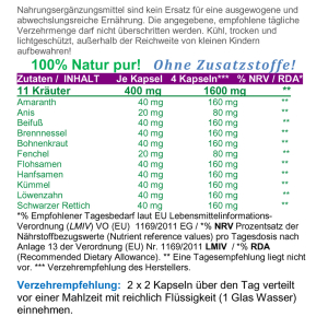 11 Kräuter & Bitterstoffe nach Hildegard von Bingen 180 Kapseln