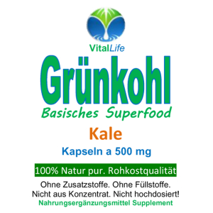 Grünkohl Vitalstoff Champion & Superfood 720 basische Kohl Kapseln