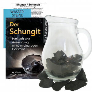 Shungit Premium Schungit Edelstein Wasser Set 5-tlg mit Buch