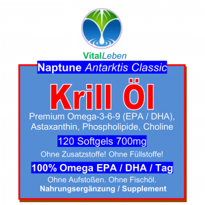 Krillöl Kapseln ANTARKTIS OMEGA 3-6-9 NAPTUNE Classic 240 (2x120) Softgels - Tiefsee Krabben OHNE Fischöl - OHNE ZUSATZSTOFFE.