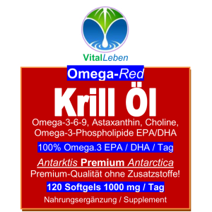 Krillöl Kapseln OMEGA-Red ANTARKTIS Classic 360 (3x120) Softgels - Tiefsee Krabben OHNE Fischöl - OHNE ZUSATZSTOFFE.
