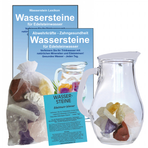 Edelsteinwasser Anti-Stress / Relax 5-tlg Set Wassersteine + 1 Liter Krug